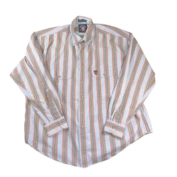 Vintage Gant Salty Dog Shirt Mens Large Blue Striped Chambray Button Down 90s - Picture 1 of 7